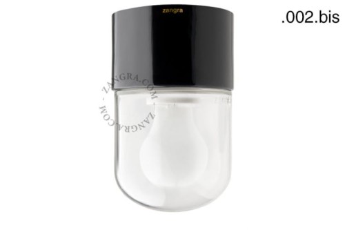 Lampa czarna porcelana, szklany klosz 002.bis - Zangra
