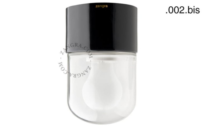 Lampa czarna porcelana, szklany klosz 002.bis - Zangra