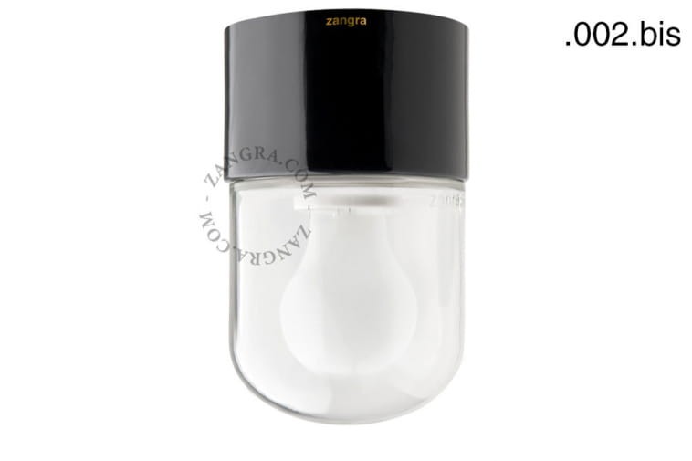 Lampa czarna porcelana, szklany klosz 002.bis - Zangra