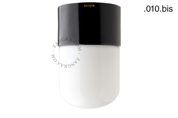 Lampa czarna porcelana, szklany klosz 010.bis - Zangra