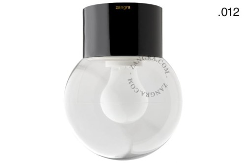 Lampa czarna porcelana, szklany klosz 012 - Zangra