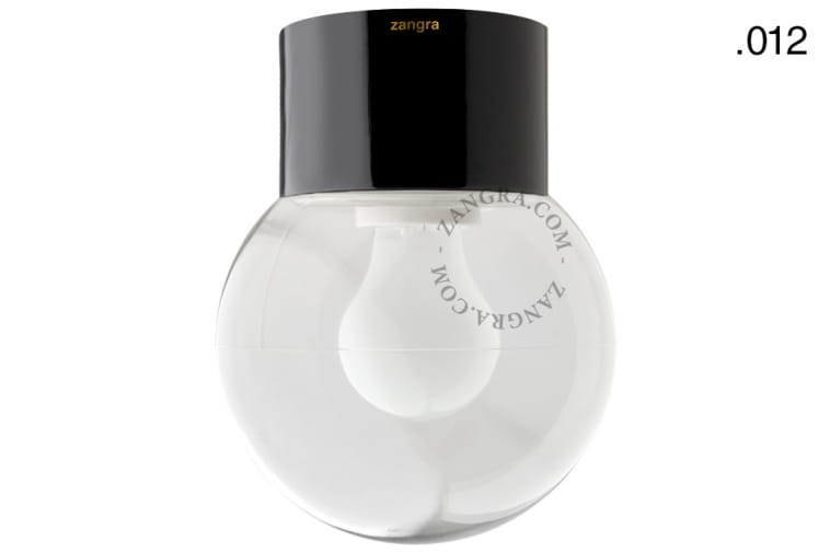 Lampa czarna porcelana, szklany klosz 012 - Zangra