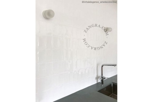 Lampa ścienna, porcelana, szklany klosz 002 - Zangra