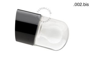 Lampa ścienna, porcelana, czarna, szklany kosz 002.bis - Zangra