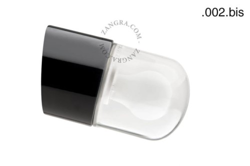 Lampa ścienna, porcelana, czarna, szklany kosz 002.bis - Zangra