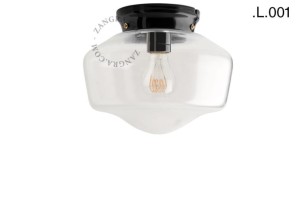 Czarna lampa porcelanowa, szklany klosz, L.001 - Zangra