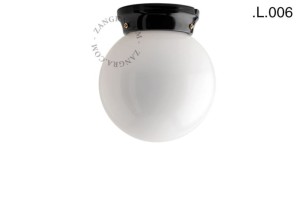 Czarna lampa porcelanowa, szklany klosz, L.006 - Zangra