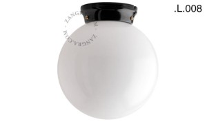Czarna lampa porcelanowa, szklany klosz, L.008 - Zangra