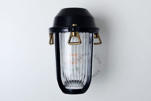 Zewnętrzna lub łazienkowa lampa ścienna z czarnego mosiądzu - Zangra