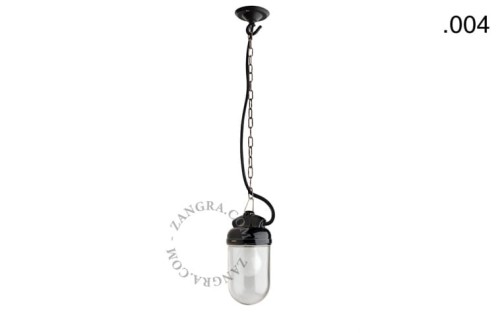 Zewnętrzna lub łazienkowa lampa wisząca z czarnej porcelany 004 - Zangra