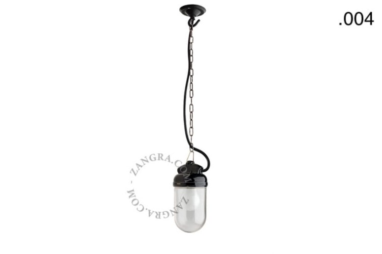 Zewnętrzna lub łazienkowa lampa wisząca z czarnej porcelany 004 - Zangra