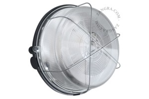 Zewnętrzna lub łazienkowa czarna bakelitowa lampa grodziowa Ø 17 cm 001 - Zangra