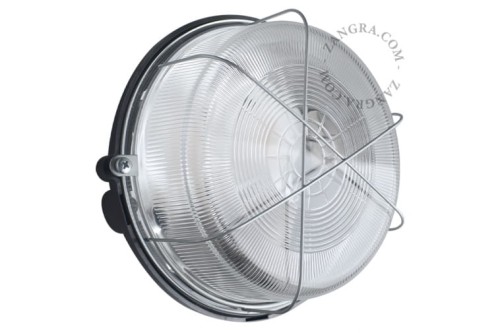 Zewnętrzna lub łazienkowa czarna bakelitowa lampa grodziowa Ø 17 cm 001 - Zangra