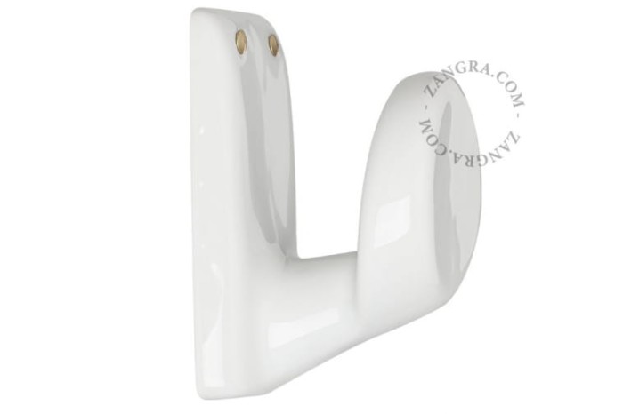 Wieszak ścienny porcelanowy, biały- Zangra