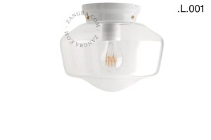 Biała lampa porcelanowa sufitowa ze szklanym kloszem, L.001 - Zangra