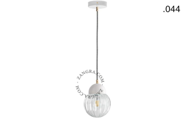 Wisząca lampa porcelana ze szklanym kloszem, 044 - Zangra
