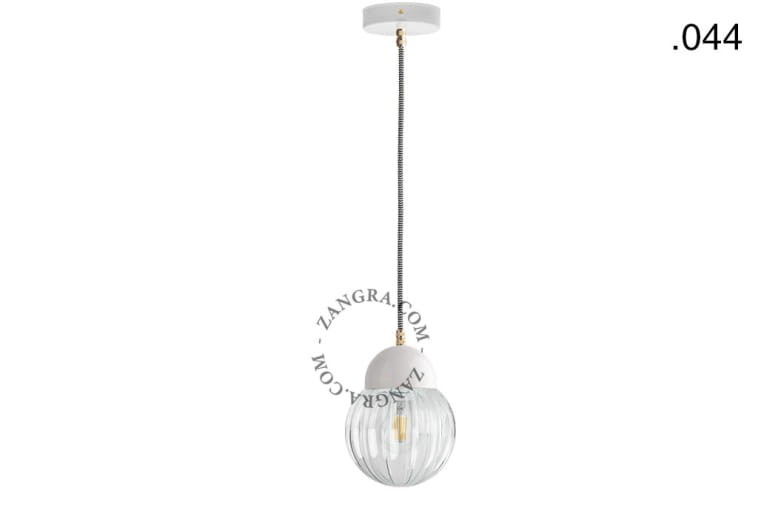 Wisząca lampa porcelana ze szklanym kloszem, 044 - Zangra