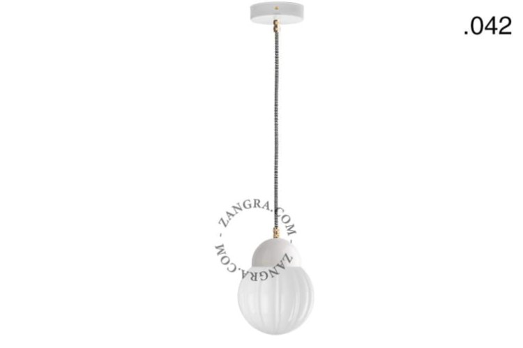 Wisząca lampa porcelana ze szklanym kloszem, 042 - Zangra