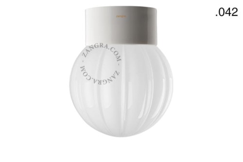 Zewnętrzna lub łazienkowa biała porcelanowa lampa ścienna lub sufitowa, 042 - Zangra