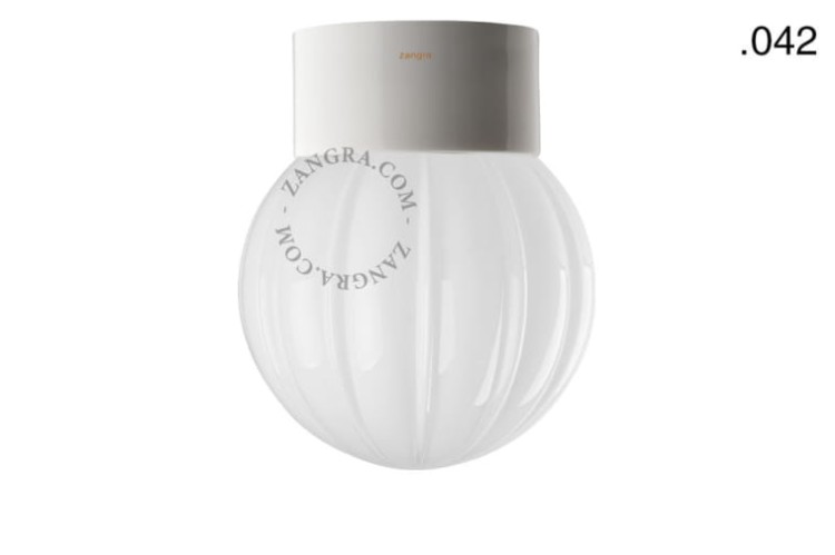Zewnętrzna lub łazienkowa biała porcelanowa lampa ścienna lub sufitowa, 042 - Zangra