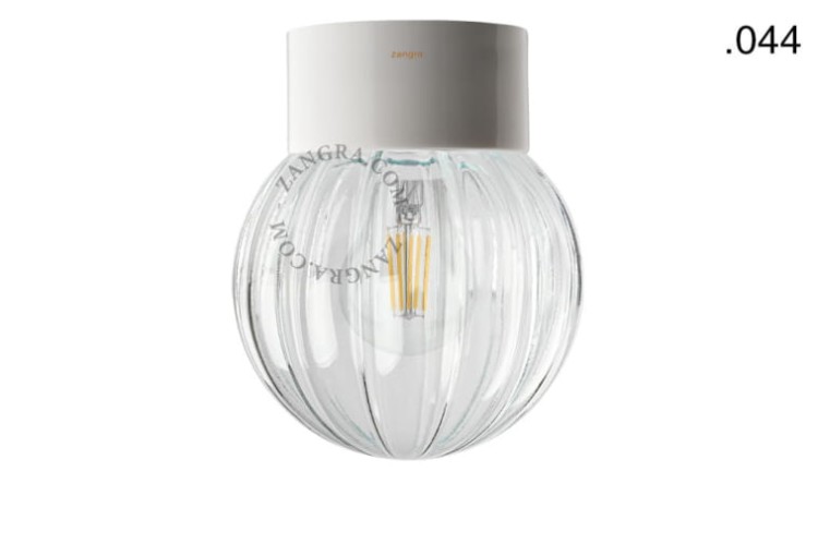 Zewnętrzna lub łazienkowa biała porcelanowa lampa ścienna lub sufitowa, 044 - Zangra