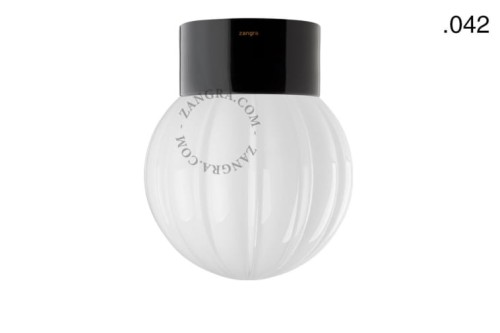 Zewnętrzna lub łazienkowa czarna porcelanowa lampa ścienna lub sufitowa, 042 - Zangra