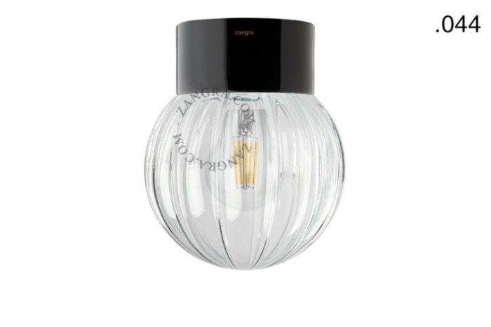 Zewnętrzna lub łazienkowa czarna porcelanowa lampa ścienna lub sufitowa, 044 - Zangra