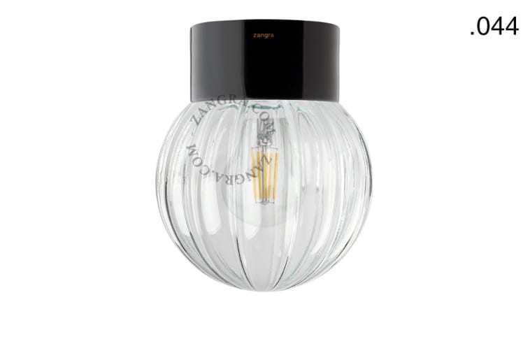 Zewnętrzna lub łazienkowa czarna porcelanowa lampa ścienna lub sufitowa, 044 - Zangra
