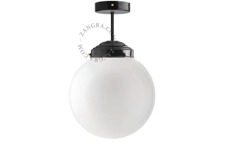 czarna lampa ze szklanym kloszem  XL008  - Zangra