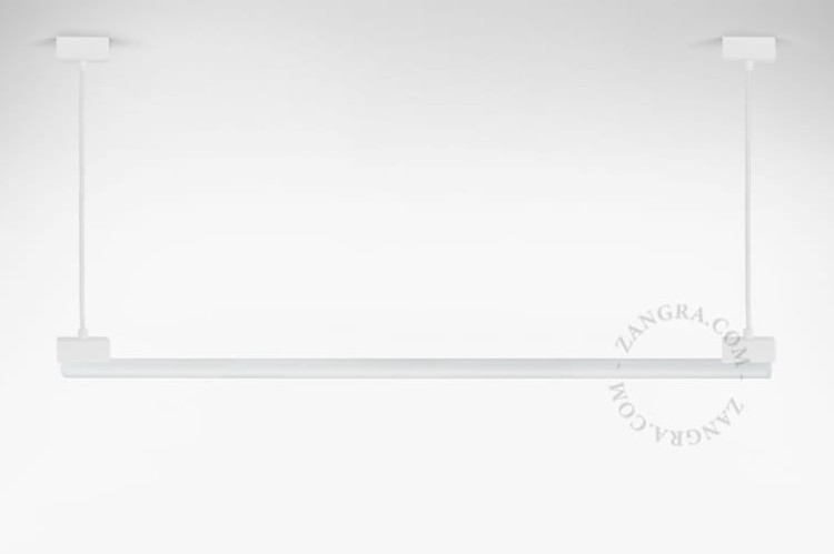 Biała lampa liniowa wisząca BRUNO, żarówka LED 100 cm - szkło opalowe - Zangra