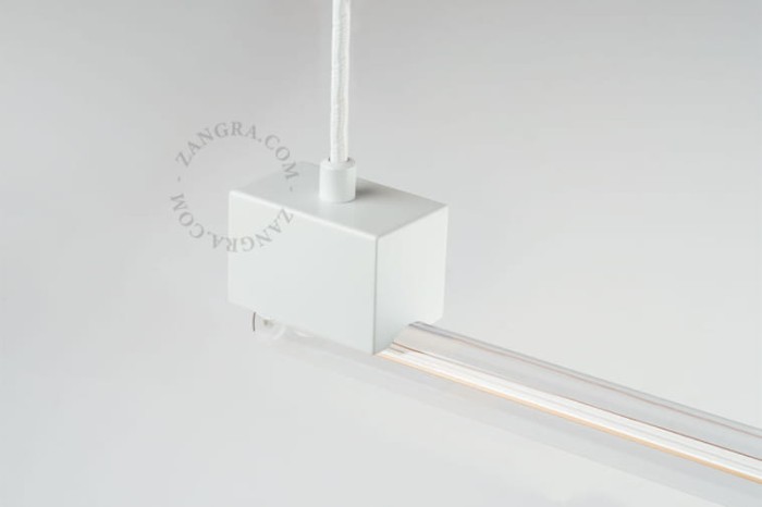 Biała lampa liniowa wisząca BRUNO, żarówka LED 100 cm - szkło opalowe - Zangra