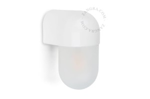 Zewnętrzna lub łazienkowa biała porcelanowa lampa ścienna AGNES, w.glass001 - Zangra