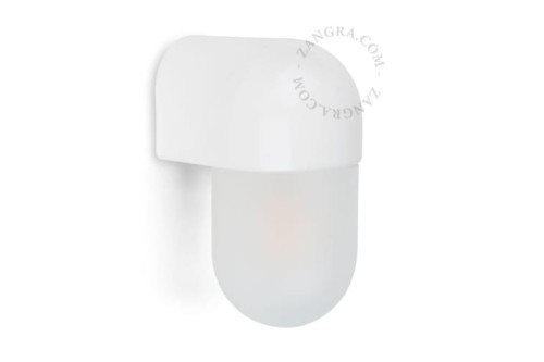 Zewnętrzna lub łazienkowa biała porcelanowa lampa ścienna AGNES, w.glass001 - Zangra