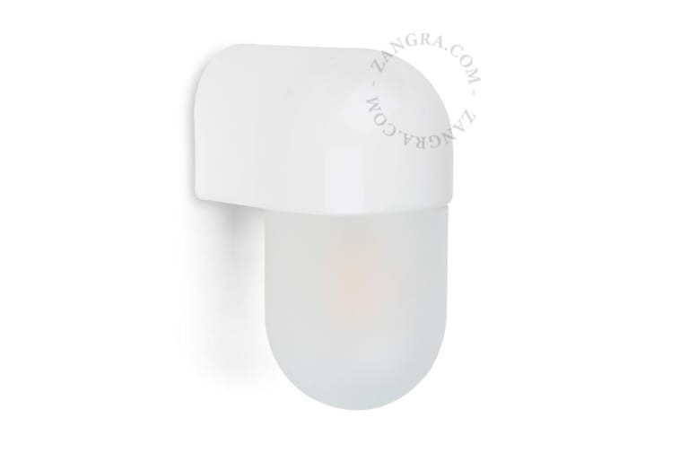 Zewnętrzna lub łazienkowa biała porcelanowa lampa ścienna AGNES, w.glass001 - Zangra