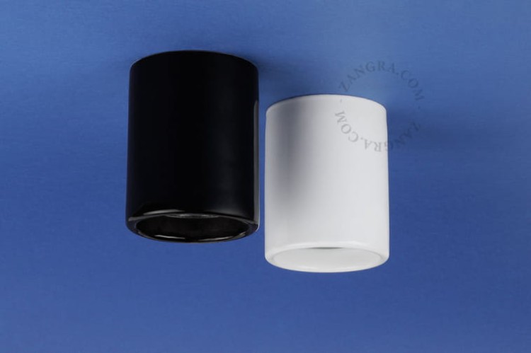 AGLAE white porcelain surface-mounted spotlight, Ø 6 cm - Zangra
