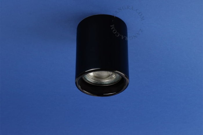 AGLAE black porcelain surface-mounted spotlight, Ø 6 cm, aglae.b - Zangra