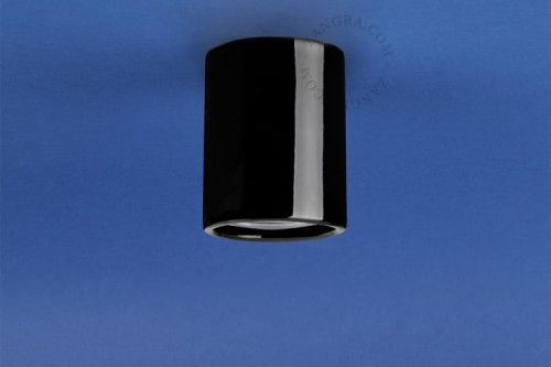 Czarny porcelanowy reflektor natynkowy AGLAE, Ø 6 cm, aglae.b - Zangra