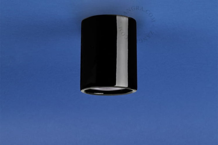 Czarny porcelanowy reflektor natynkowy AGLAE, Ø 6 cm, aglae.b - Zangra