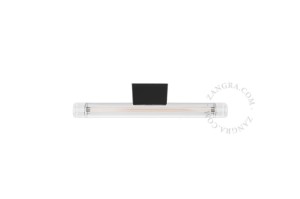 Černý kovový držák lampy CRYSTAL se zářivkou, průhledné žebrované sklo - Zangra