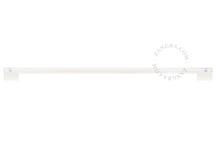 White metal CHARLINE lamp holder with fluorescent lamp, transparent ribbed glass, 100 cm - Zangra