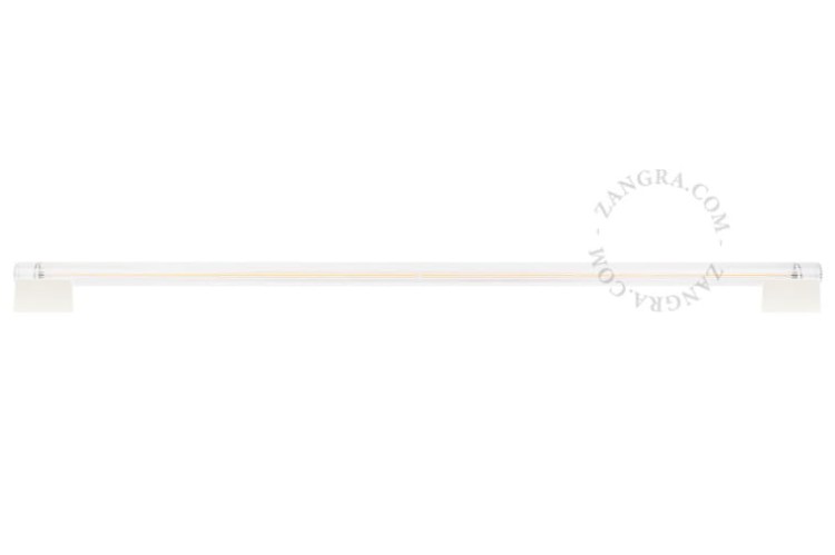 White metal CHARLINE lamp holder with fluorescent lamp, transparent ribbed glass, 100 cm - Zangra