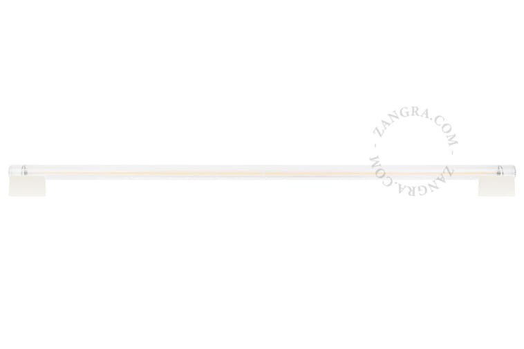 White metal CHARLINE lamp holder with fluorescent lamp, transparent ribbed glass, 100 cm - Zangra