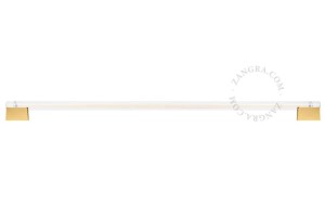 CHARLINE gold metal lampholder with fluorescent lamp, transparent ribbed glass, 100 cm - Zangra