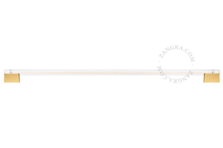 CHARLINE gold metal lampholder with fluorescent lamp, transparent ribbed glass, 100 cm - Zangra