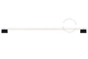 Black metal CHARLINE lamp holder with fluorescent lamp, transparent ribbed glass, 100 cm - Zangra