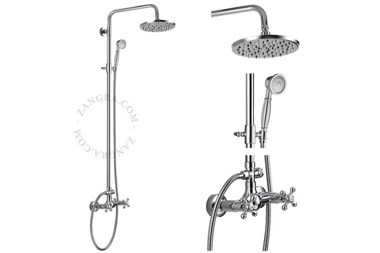 Retro-Duschsäule mit Regendusche und COSMO-Duschkopf – Zangra