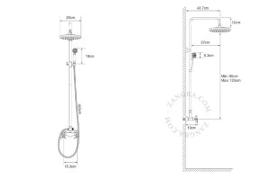 Retro shower column with rain shower and shower head COSMO - Zangra