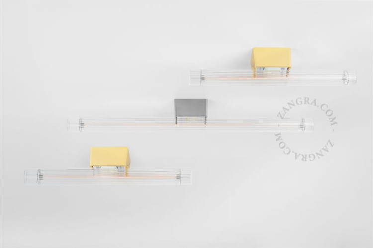 Lampa STICK  chrom + szkło przezroczyste żebrowane LED 50 cm - Zangra