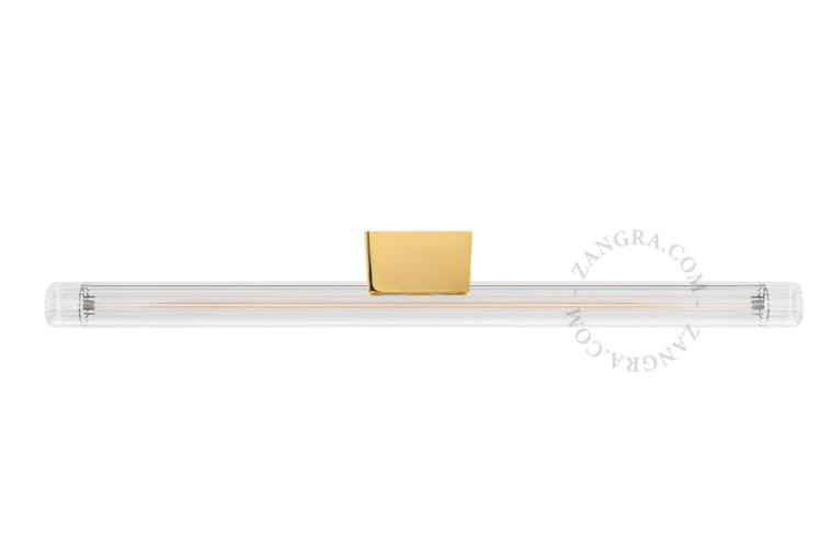 Lampa STICK złota podstawa + szkło przezroczyste żebrowane LED 50 cm - Zangra