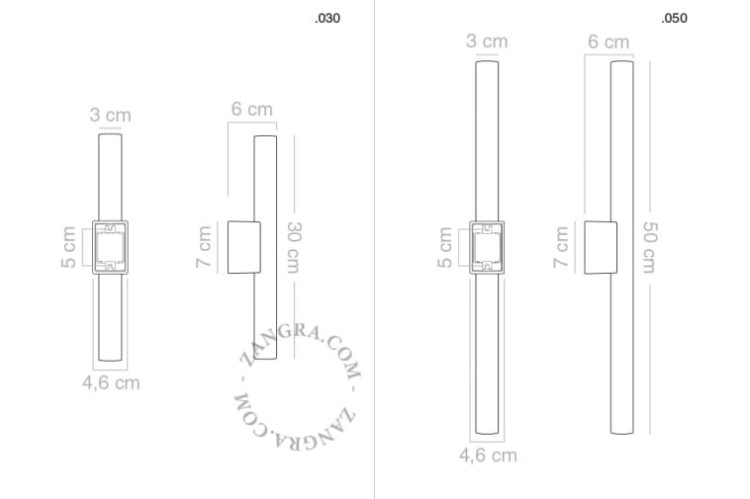 Lampa STICK mosiężna + szkło przezroczyste żebrowane LED 50 cm - Zangra